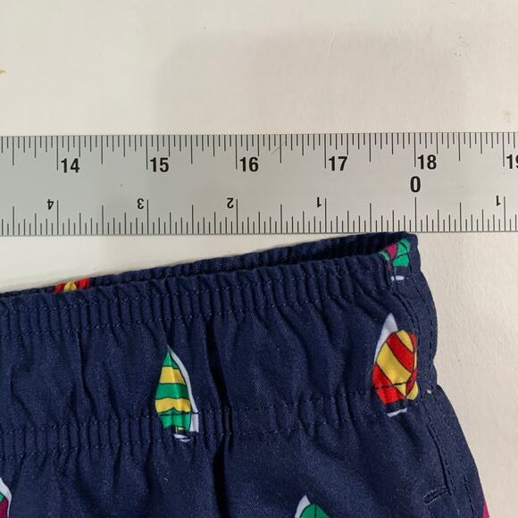 Lands End L Mens Volley Swim Trunks UPF 50 Deep Sea Navy Sailboats - Picture 6 of 11